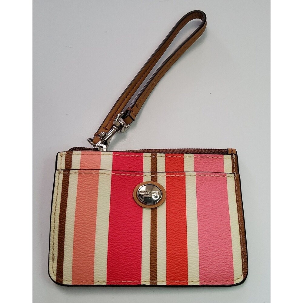 Coach Striped Coin Pouch Wallet Wristlet